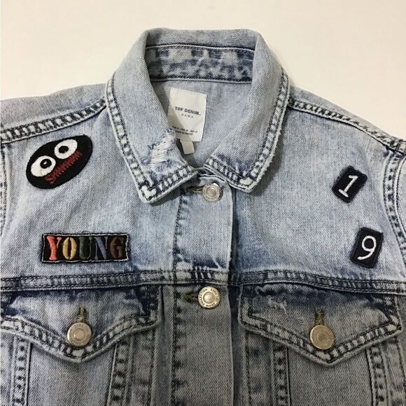 ZARA TRF Denim Jacket Trucker Style Size Medium - Picture 8 of 16
